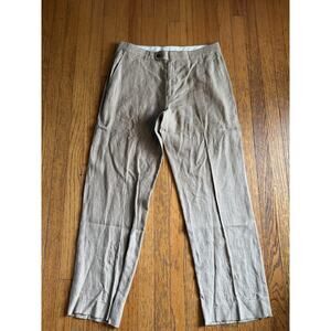 Cortina Pants Mens 36 Beige Linen Blend Dress Trousers Flat Front Lightweight